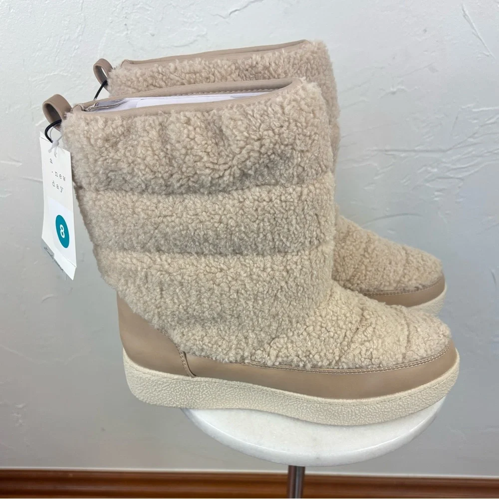 A NEW DAY Faux Fur Winter Boot Shoe Sherpa Chunky‎ Ski Bunny Snow Women NEW 8